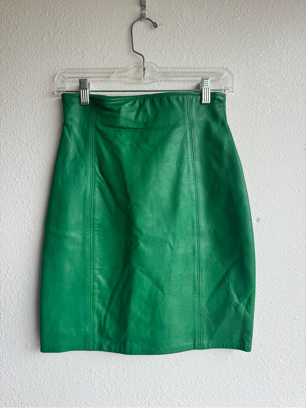 Vintage Firenze Santa Barbara Green Leather Pencil Skirt size 6